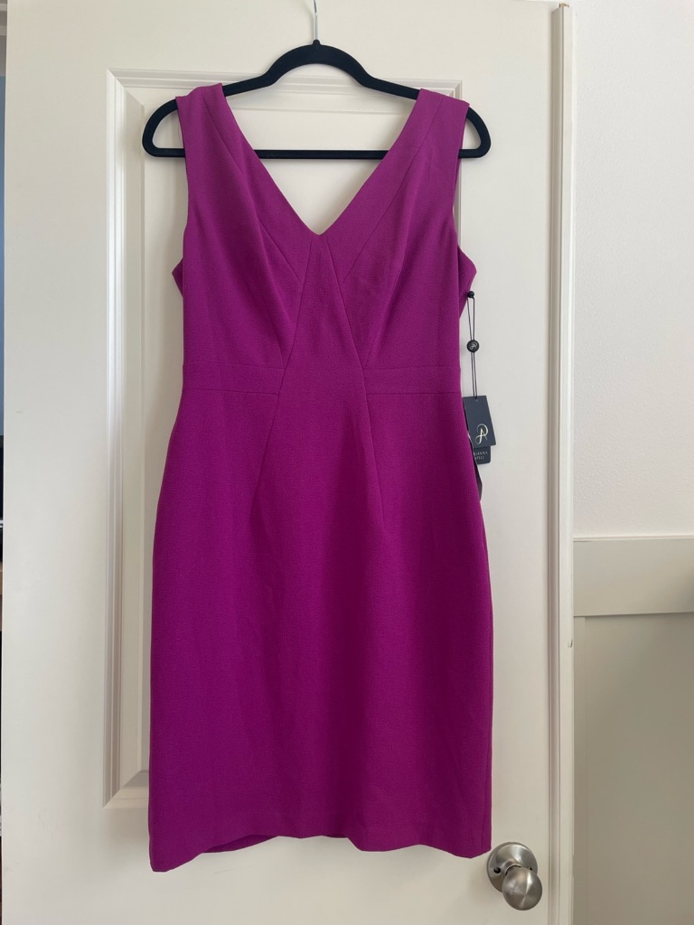 Adrianna Papell Deep Berry Purple Pink V Neck Sleeveless Dress